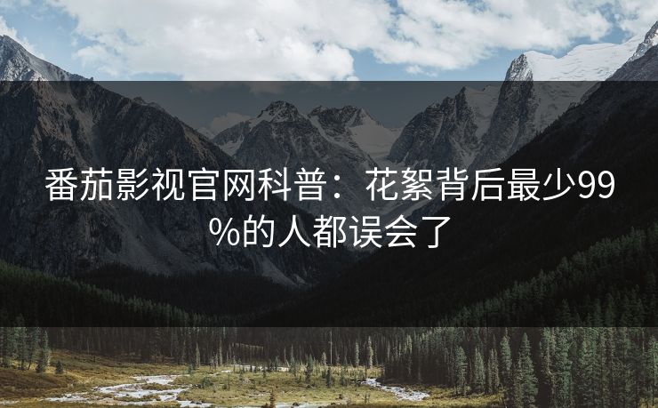 番茄影视官网科普：花絮背后最少99%的人都误会了