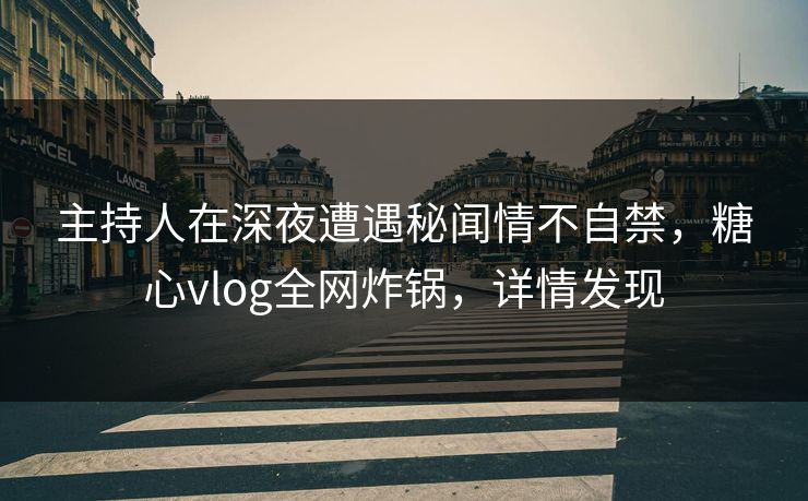 主持人在深夜遭遇秘闻情不自禁，糖心vlog全网炸锅，详情发现