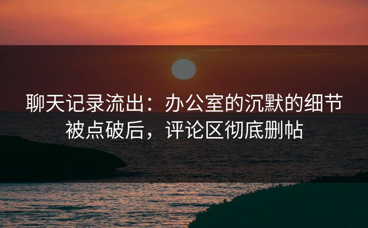 聊天记录流出：办公室的沉默的细节被点破后，评论区彻底删帖